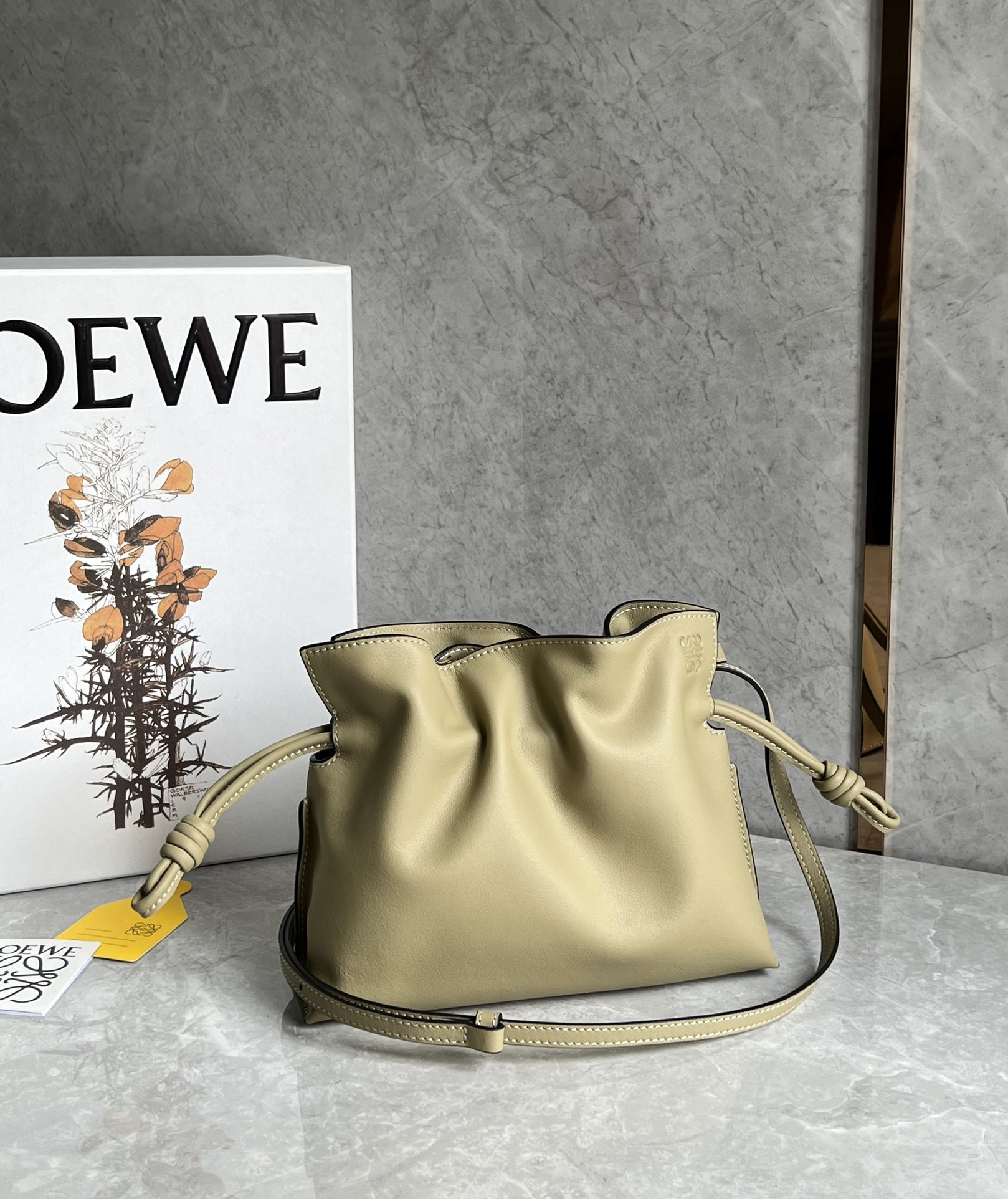 Loewe Mini Flamenco clutch in nappa calfskin Clay Green